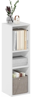 Furinno Fulda 3-stufiges, platzsparendes Aufbewahrungsregal, Bücherregal, 25 cm Breite, Weiß