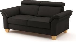 CAVADORE Echtleder 2er-Sofa Ammerland / Landhaus-Sofa mit Federkern + Kopfteilverstellung / 156 x 84 x 93 / Leder Dunkelbraun