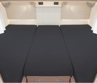 BettwarenShop Wohnmobil Wohnwagen Heckbett Spannbetttuch-Set 3-teilig|2 Längsbetten + Mittelteil| anthrazitBettwarenShop Wohnmobil Wohnwagen Heckbett Spannbetttuch-Set 3-teilig