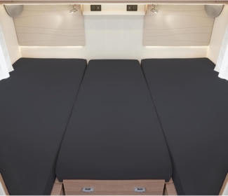 BettwarenShop Wohnmobil Wohnwagen Heckbett Spannbetttuch-Set 3-teilig|2 Längsbetten + Mittelteil| anthrazitBettwarenShop Wohnmobil Wohnwagen Heckbett Spannbetttuch-Set 3-teilig