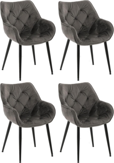 CLP 4er Set Stuhl Tanna Samt Gesteppt,anthrazit