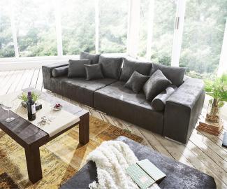 Bigsofa Marbeya Anthrazit 285x115 cm Antik Optik inklusive Hocker Big Sofa