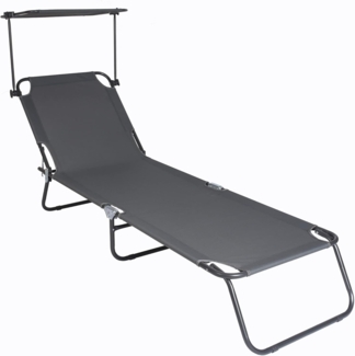 VCM Sonnenliege Dach 917011 Grau L. 185 x H. 24 x B. 55 cm
