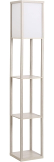 HOMCOM Stehlampe Stehleuchte mit Regalen für Wohn-/Schlafzimmer, Ein-,Ausschalter, ohne Leuchtmittel, Holz Eiche+Weiß 26 x 26 x 160 cm