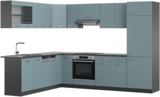 Vicco Winkelküche R-Line, Blau-Grau/Anthrazit, 227 x 287 cm ohne Arbeitsplatte
