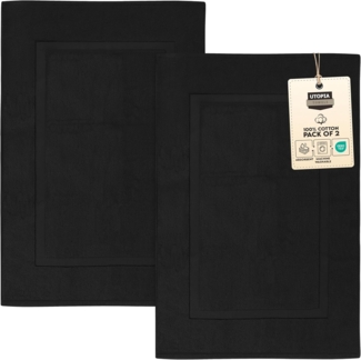 Utopia Towels Badteppich, Baumwolle, kein Badezimmerteppich, 53,3x86,4 cm, 100% ringgesponnene Baumwolle, sehr saugfähig und maschinenwaschbar, Schwarz, 2 Stück