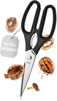 RÖSLE Haushaltsschere, Küchenschere mit Mikrozahnung für exaktes Schneiden, Edelstahl 18/10