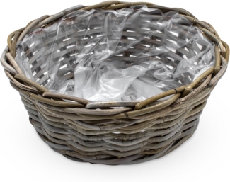 Spetebo Pflanzschale Geflochtener Weide Pflanzkorb natur - 30 cm (Anzahl, 1 St, 1), direkt bepflanzbar dank eingearbeiteter Folie