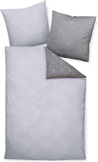 Palermo Janine Mako Satin Bettwäsche 2tlg silber grau 31101-08 | Bettwäsche-Set aus 100% Baumwolle | 2 teilige Wende-Bettwäsche 135x200 cm & Kissen 80x80 cm | Geometrisches Muster