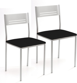 ASTIMESA Zwei Küchenstühle aus Metall, quadratisch, Kunstleder, Schwarz