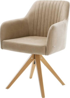 Esszimmerstuhl Greg-Flex Mikrofaser Beige Vintage Holzgestell kantig Natur Taschenfederkern