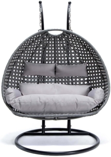 HOME DELUXE 'TWIN' Hängesessel, Polyrattan grau, ‎126 x 145 x 195 cm