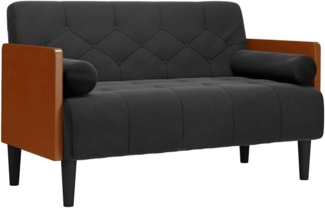 vidaXL Zweisitzer-Sofa mit Nackenrollen Schwarz 110 cm Samt 4100603