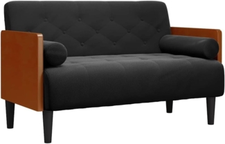 vidaXL Zweisitzer-Sofa mit Nackenrollen Schwarz 110 cm Samt 4100603
