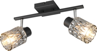 Deckenstrahler JACK 2-flammig mit Rauchglas Lampenschirmen, Breite 37cm
