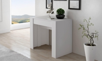 Dmora - Ausziehbare Konsole Maclodio, verwandelbar in Esstisch, platzsparend und ausziehbar bis 237 cm, 90-237 x 76,6 x 90 cm, Weiß