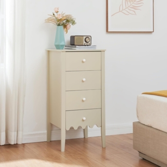 Kommode Luspoo mit 4 Schubladen 82x40x40 cm Cremeweiß [en. casa]