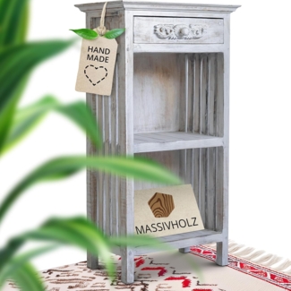 livasia Standregal Bali Beistelltisch - 49x33x90cm - mit Schublade, handgefertigt