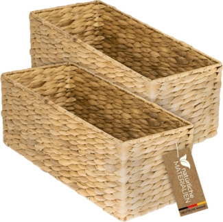 HMF Aufbewahrungskorb Badezimmer nachhaltige Aufbewahrungsbox geflochten aus Wasserhyazinthe (2 St), 38 x 15 x 14 cm, natur