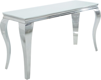 riess-ambiente Konsolentisch MODERN BAROCK 145cm weiß / silber (Einzelartikel, 1-St), Flur · Opalglas · Edelstahl · eckig · Wohnzimmer