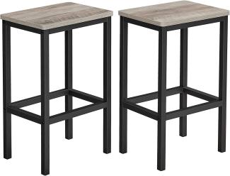 Vasagle Barhocker, 2er Set, Barstühle, Küchenstühle, für Küche, Wohnzimmer, Esszimmer, Industrie-Design, Greige-schwarz LBC065B02