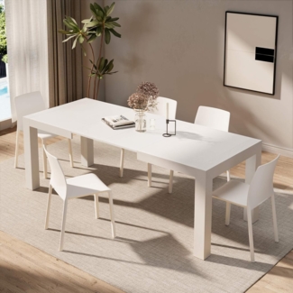 MOBILI FIVER Mobilifiver Ausziehtisch Küche, Iacopo, Esche weiß, 140 x 90 x 77 cm