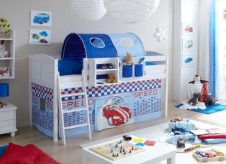 Hochbett "Eric" Country 90x200 Kiefer massiv weiß