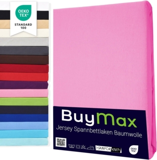 Buymax® Spannbettlaken 90x200 cm Baumwolle 100% Spannbetttuch Bettlaken Jersey, Matratzenhöhe bis 25 cm, Farbe Altrosa