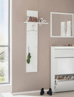 Dmora - Eingangsmöbel Omer, moderner Multifunktionseingang, Mehrzweckschrank für die Eingangshalle, 100 % Made in Italy, 50 x 27 x 140 cm, glänzendes Weiß,