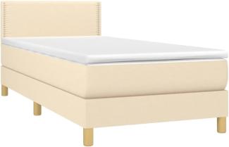 vidaXL Boxspringbett mit Matratze Creme 100x200 cm Stoff 3140518