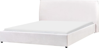 Bett mit Lattenrost Samtstoff LAVAUR 180 x 200 cm Cremeweiß