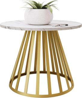 Couchtisch Montok Mini, Beine aus Stahl (Farbe: Gold / Bianco Marmor)