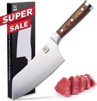 ZAYIKO Asiamesser IZUMI Blockmesser 19,00 cm Klinge I Edelstahl mit Pakkaholzgriff, Deutscher Edelstahl 1.4116