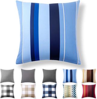 Alreya Renforcé Kissenbezug 80x80 cm - 100% Baumwolle mit YKK Reißverschluss, Superweicher Kopfkissenbezug 80x80, Kissenhülle, Blaue Wellen, nur Kissenbezug