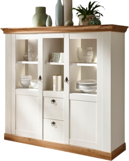 Highboard Hemsby in weiß Pinie / Eiche Landhaus 148 x 139 cm