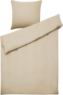 Bettwäsche-Set Streifenmuster AVONDALE 135x200 cm Baumwoll-Satin Beige