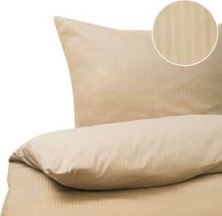 Bettwäsche-Set Streifenmuster AVONDALE 135x200 cm Baumwoll-Satin Beige