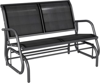Outsunny Schaukelstuhl 2-Sitzer Gartenbank Gartenschaukel Sitzbank Parkbank Metall Gartenmöbel Schwarz 120 x 70 x 85 cm