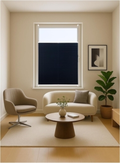 ondeco Plissee ohne Bohren mit Klemmträger viele Farben, Sonnenschutz für Fenster innen, Lichtschutz und Blickdicht, Plissee klemmfix Faltrollo Sichtschutz für Tür - Dunkelblau - 120x130 cm