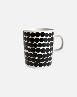 Marimekko - Oiva/Siirtolapuutarha - Tasse - Weiß/Schwarz - Ø8xH9,5cm - 2,5 dl