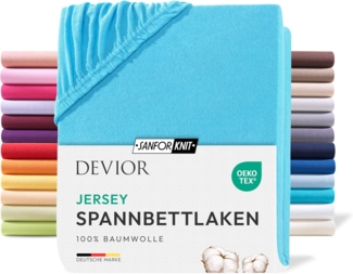 Devior Spannbettlaken 180x200 - 200x220 Boxspringbett und Wasserbett 100% Baumwolle, Jersey, Gummizug: Rundumgummizug, Bettlaken bis 32cm Matratzenhöhe Bezug 200x220