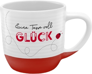GRUSS & CO Tasse mit Rillen "Eine Tasse voll Glück" | Steinzeug, 40 cl, mehrfarbig | Glücksbringer | 48444
