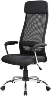 Dmora - Bürostuhl Canberra, Präsidentensessel mit Armlehnen, Ergonomischer Bürostuhl, cm 65x65h126/136, schwarz