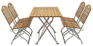Kurgarten - Garnitur BAD TÖLZ 5-teilig (4x Stuhl, 1x Tisch 70x110 cm), Flachstahl verzinkt + Robinie, klappbar