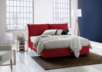 Talamo Italia - Deborah Doppelbett, Bettkasten mit Stoffbezug, 100 % Made in Italy, Öffnung vorne, geeignet für Matratze 160x190 cm, Rot