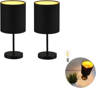 Lichthandel Hoch LED Tischleuchte Nachttischlampe 2er Set Nachttischleuchte für Schlafzimmer Tischlampe, LED wechselbar, warmweiß, LED