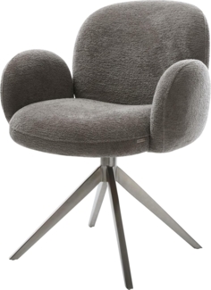 Drehstuhl Nube-Flex mit Armlehnen Bouclé Soft Schlamm Kreuzgestell breit Graphit 360° drehbar Wippfunktion Taschenfederkern