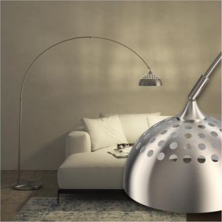tectake Stehlampe Bogenleuchte, LED, Verstellbare Bogenlampe aus Stahl im eleganten Retro-Design