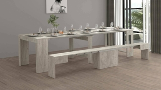 Dmora - Tisch- und Stuhlset Crispin, Mehrzweckkomposition, Set mit Konsole und 1 ausziehbarer Bank, 100% Made in Italy, 66 x 25 x 45 cm, Zement