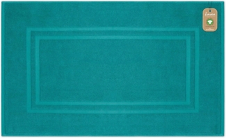 Lavea Badematte Bali, Höhe 3 mm, rutschhemmend, beidseitig nutzbar, strapazierfähig, fußbodenheizungsgeeignet, waschbar, schnell trocknend, Bio-Baumwolle, rechteckig, hochwertiger und nachhaltiger Premium Duschvorleger – saugstarke Faser